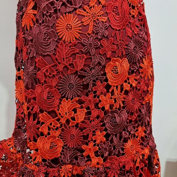 Anthropologie Eva Franco Brigitte Floral Lace Embroidered Crochet Midi Dress 0 - Picture 9 of 16